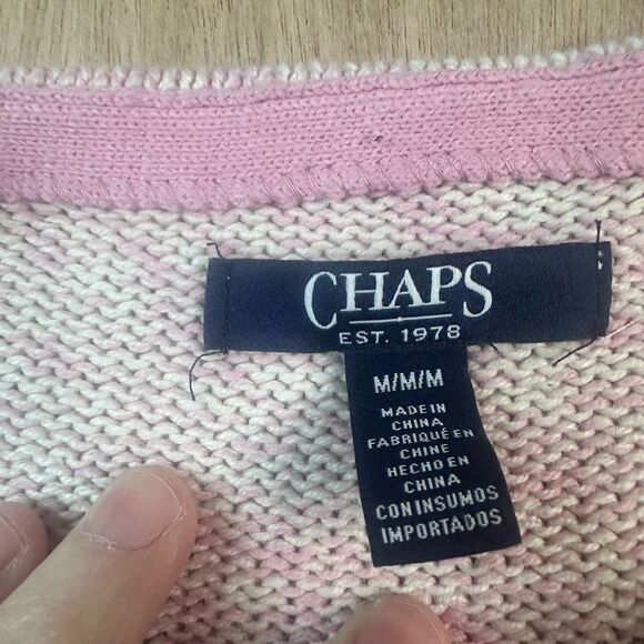Chaps Women’s M Sweater Pink Cable Knit Cotton Blend Fall Winter Layering - Picture 3 of 6